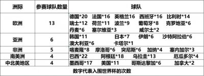 ​数说足球（9）——世界杯各个国家参赛情况