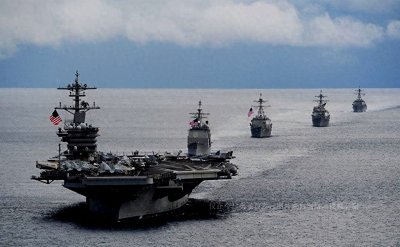 ​美军大部队来了？中美南海“交手”卫星图曝光我国防部深夜亮剑