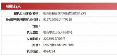 强制执行超468万元,金锣集团又成被执行人